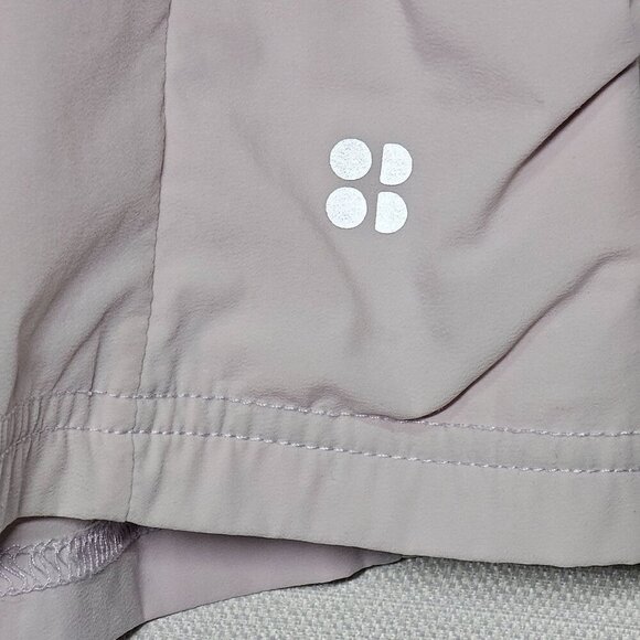 SWEATY BETTY Swift Running Shorts Drawstring Lined Pockets Cream/Pink Women 8/10 - Picture 5 of 9